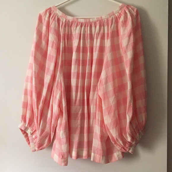 DOEN Jane Pink + White Gingham Organic Cotton + Viscose Blouse XL - Picture 2 of 6